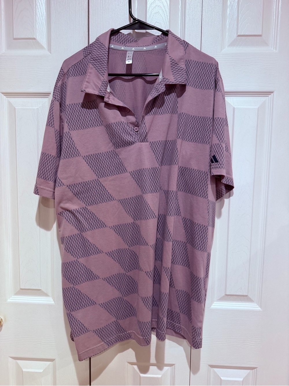 adidas Men’s Dusty Pink Geometric Polo